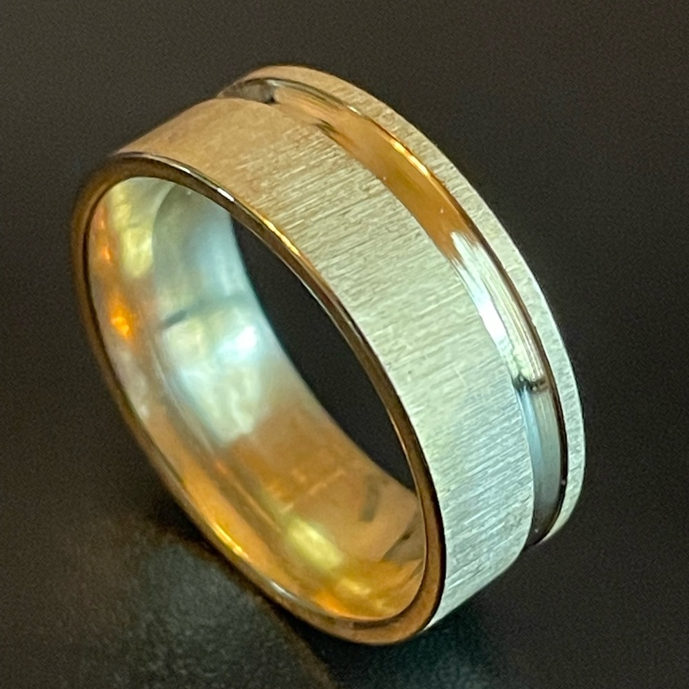 8mm polished gold stainless steel ring